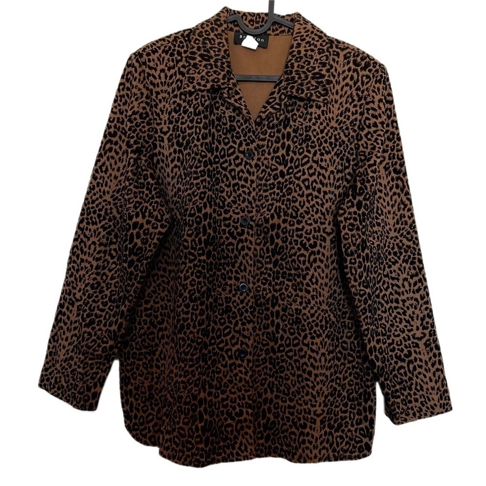 Vintage Braetan Shacket Embossed Velvet Button Front Animal Print Size Medium
